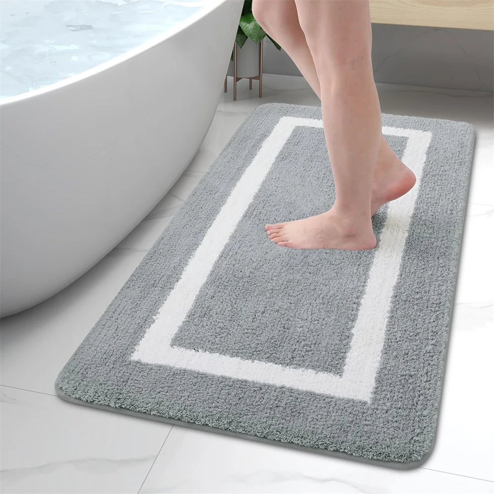 

Olanly Thick Microfiber Bathroom Rug Soft Bath Mat Bathroom Machine Washable Non Slip Absorbent Shower Carpet Rug Floor Foot Mat