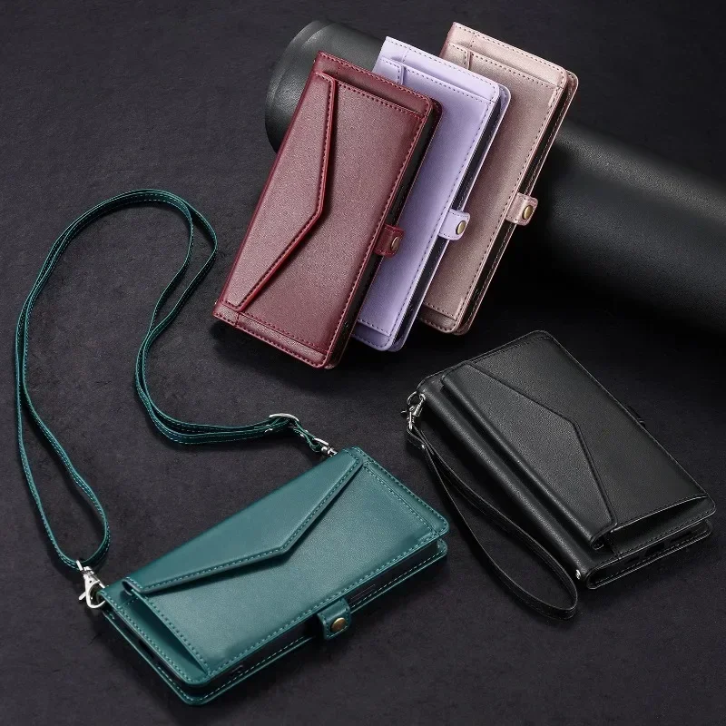 Elegant Leather Wallet Lanyard Bag Case