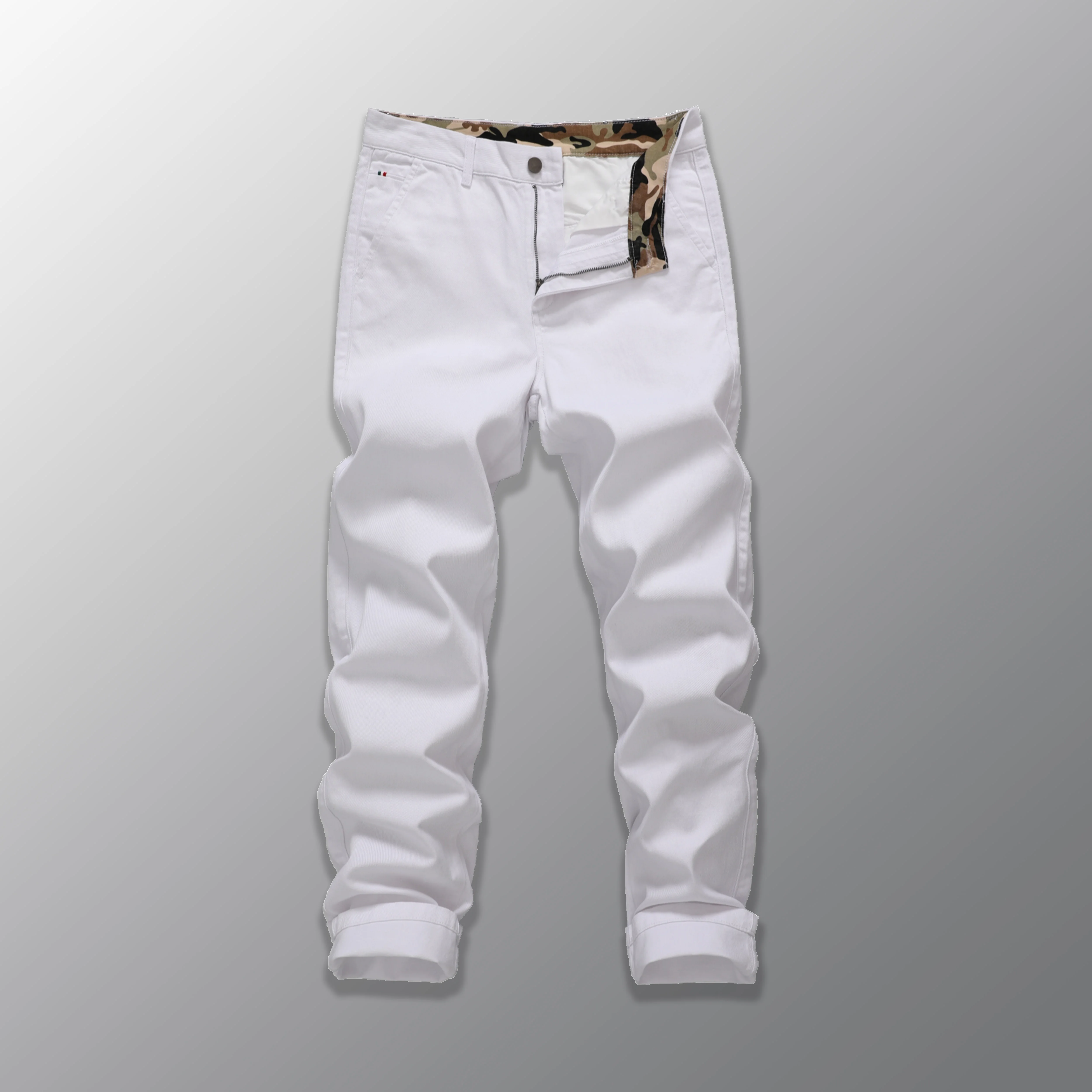 

Men's Straight-Leg Non-stretch Cotton Fashion Casual Chino Pants with Camo Color Block