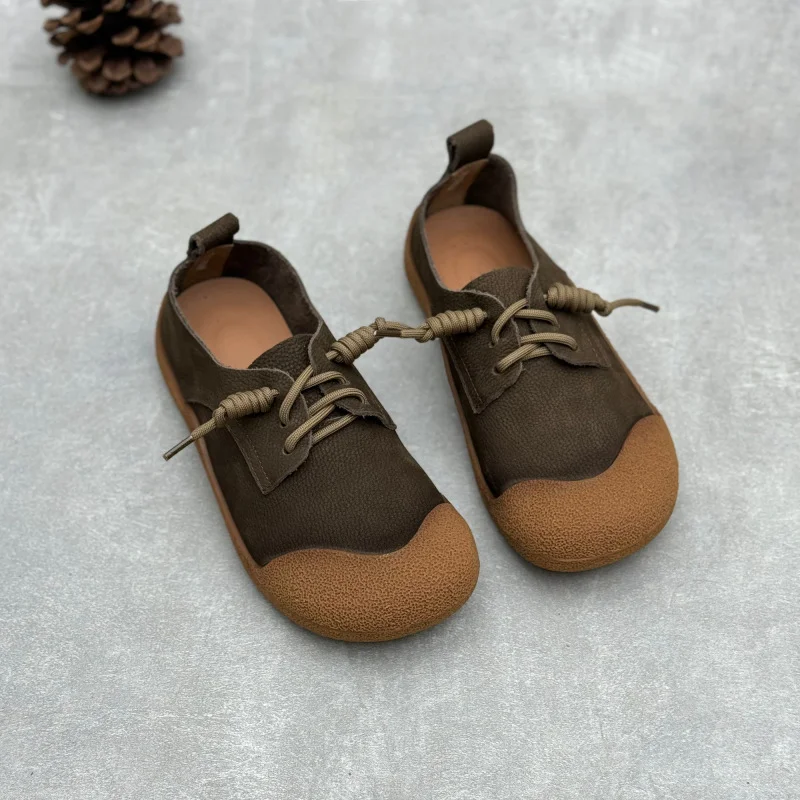 Retro style all genuine leather women's shoes cowhide flat shoes old-fashioned elderly farmer shoes  casual walking  work field 4