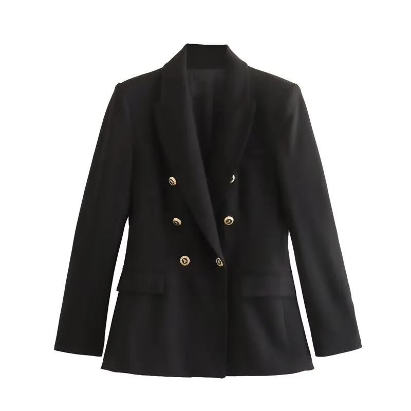 TRAF White Long Blazer Women Double Breasted Jackets for Women Office Outfits Women's Blazer Streetwear Long Sleeve Blazer Woman