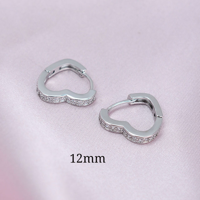 High Quality Luxury Women Small Heart Geometry Hoop Earrings Dazzling Micro Paved CZ Stones Versatile Female Fashion Jewelry
