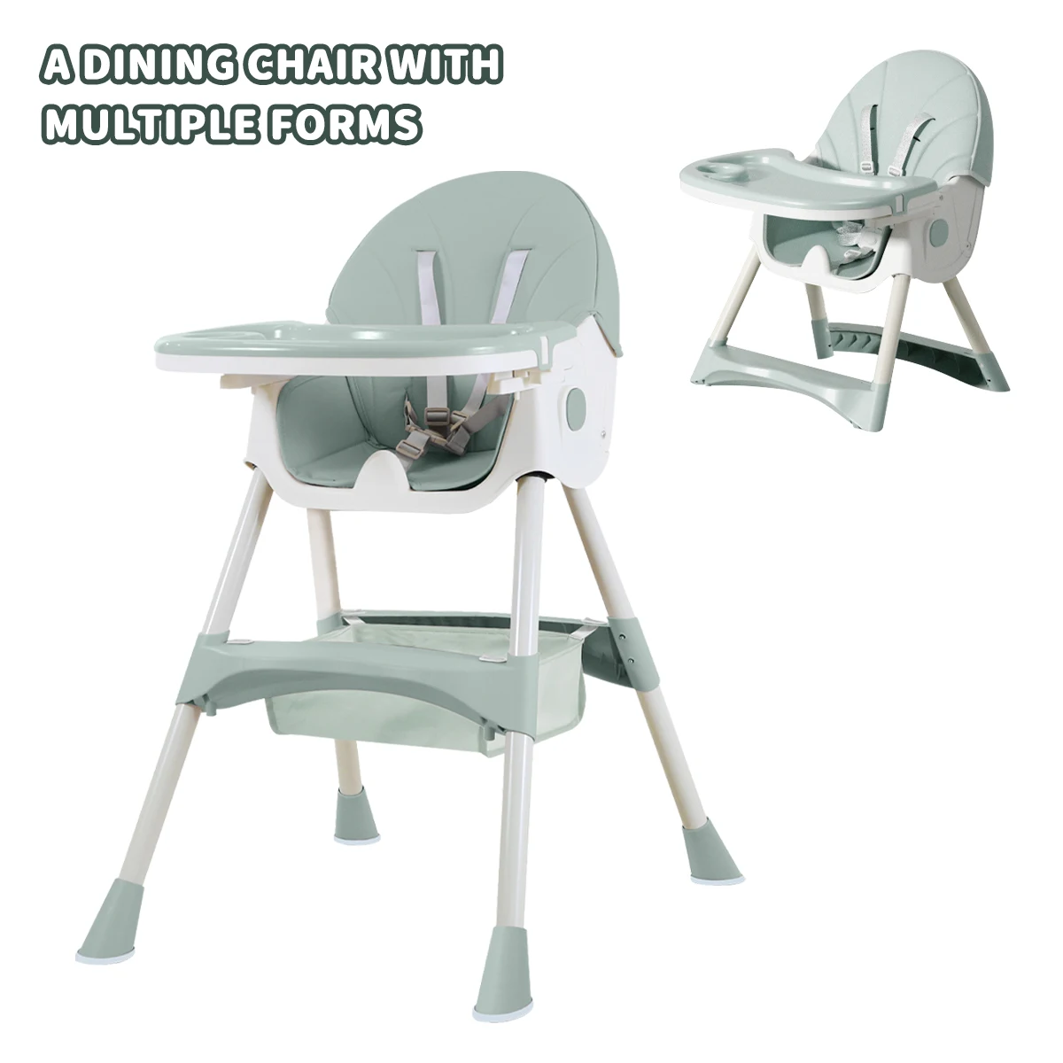 Foldable baby high chair, Feeding chair, Table and chair, children's high chair, Removable double-layer tray
