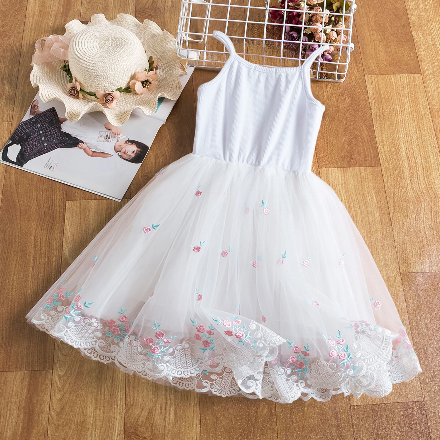 New Sequin Girls Dress for Kids Birthday Princess Dress Strapless Wedding Evening Party Tutu Gown Summer for Girls