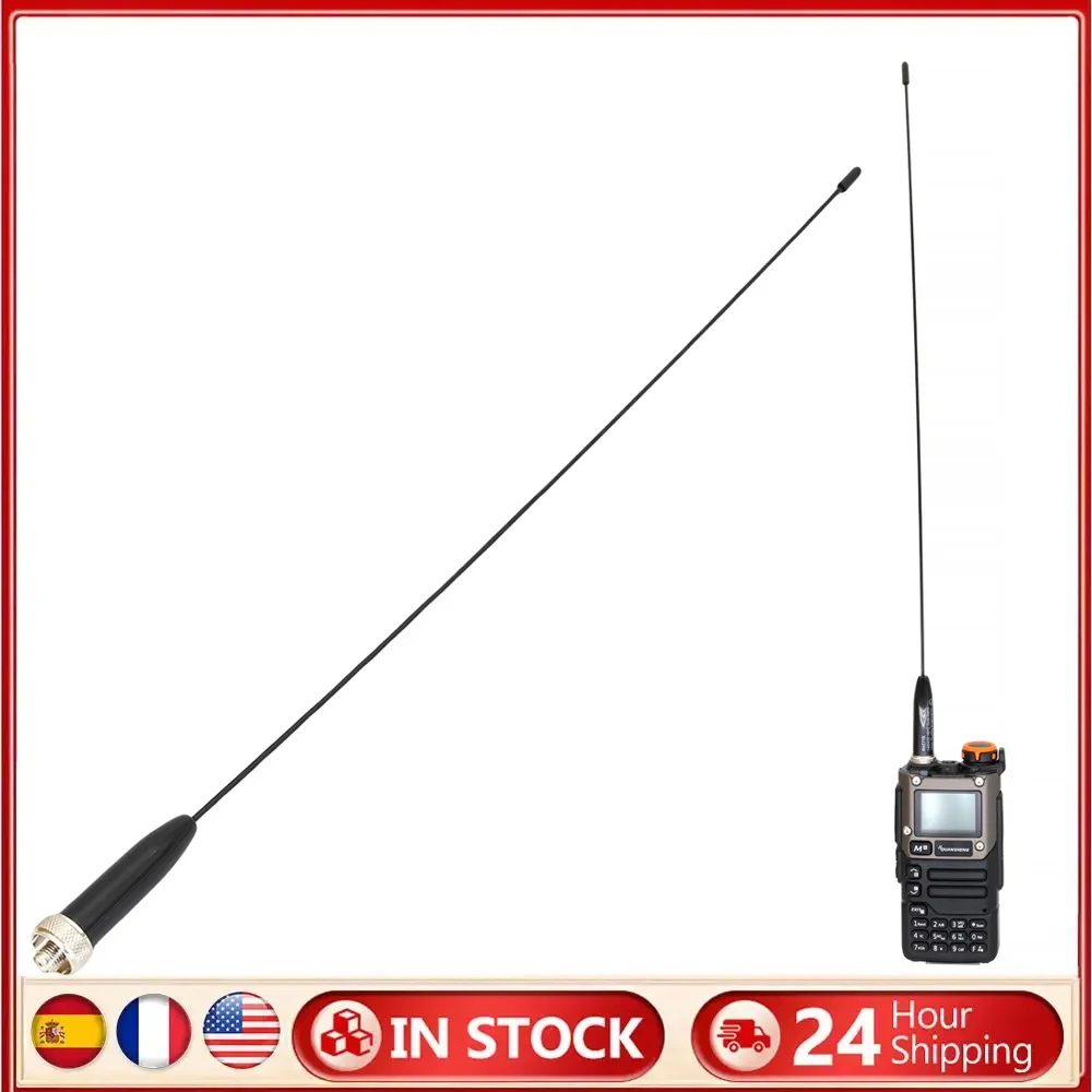 RH771S 144/430MHz 듀얼 밴드 UHF VHF 티타늄 합금 휘프 2.15/3.4dB 고이득 휴대용 무전기 안테나 SMA-여성형