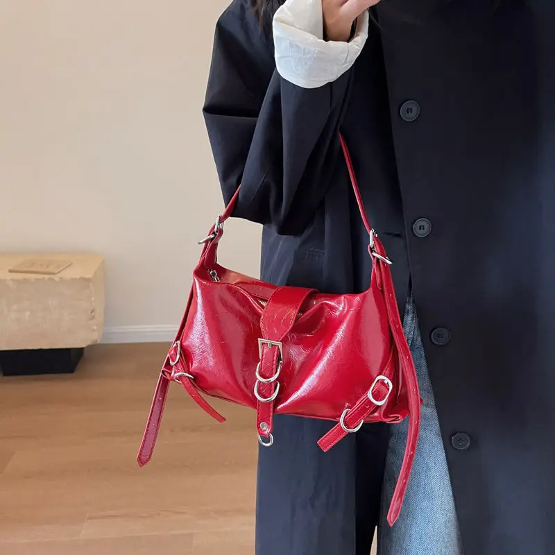 Elegant Pu Leather Buckle Female Handbags Spicy Girl Underarm Bag Shoulder Bags Women Crossbody Bag Trendy All Match