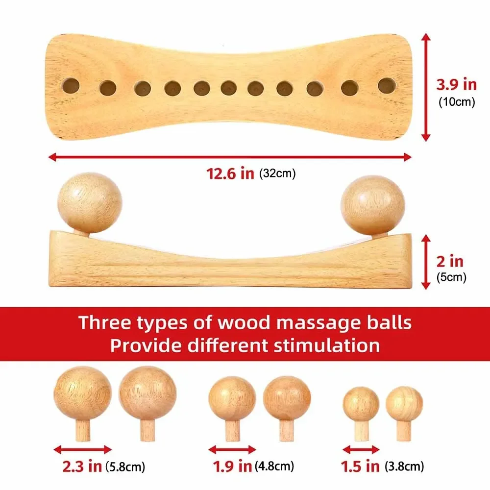 6 in 1 Wooden Body Massager Psoas Muscle Buttocks Release Trigger Point Therapy Massage Tool Occipital Bone Physical Therapy
