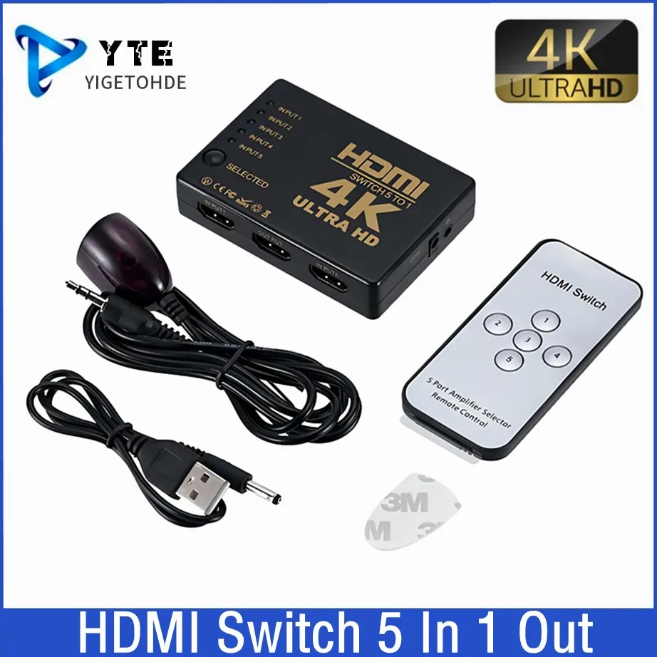 4K * 2K 3D 5X1 Switch Compatibile Hdmi 5 In 1 Out Hd 1080P Video Selector Splitter Hub Adapter Per Xbox Ps4 Dvd Hdtv Pc Laptop Tv