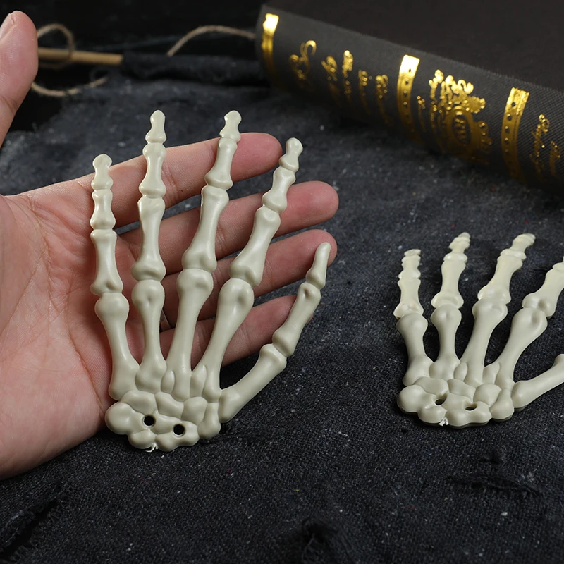 1pair Halloween Fake Skeleton Hands Bone Scary Human Hand Horror Props for Halloween Party Decoration Supplies Haunted House