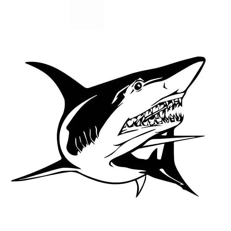 

Horror Ferocious Shark Sticker High Quality Car Decoration Decal Personalized Pvc Waterproof Decal Black/white, 19cm*14cm