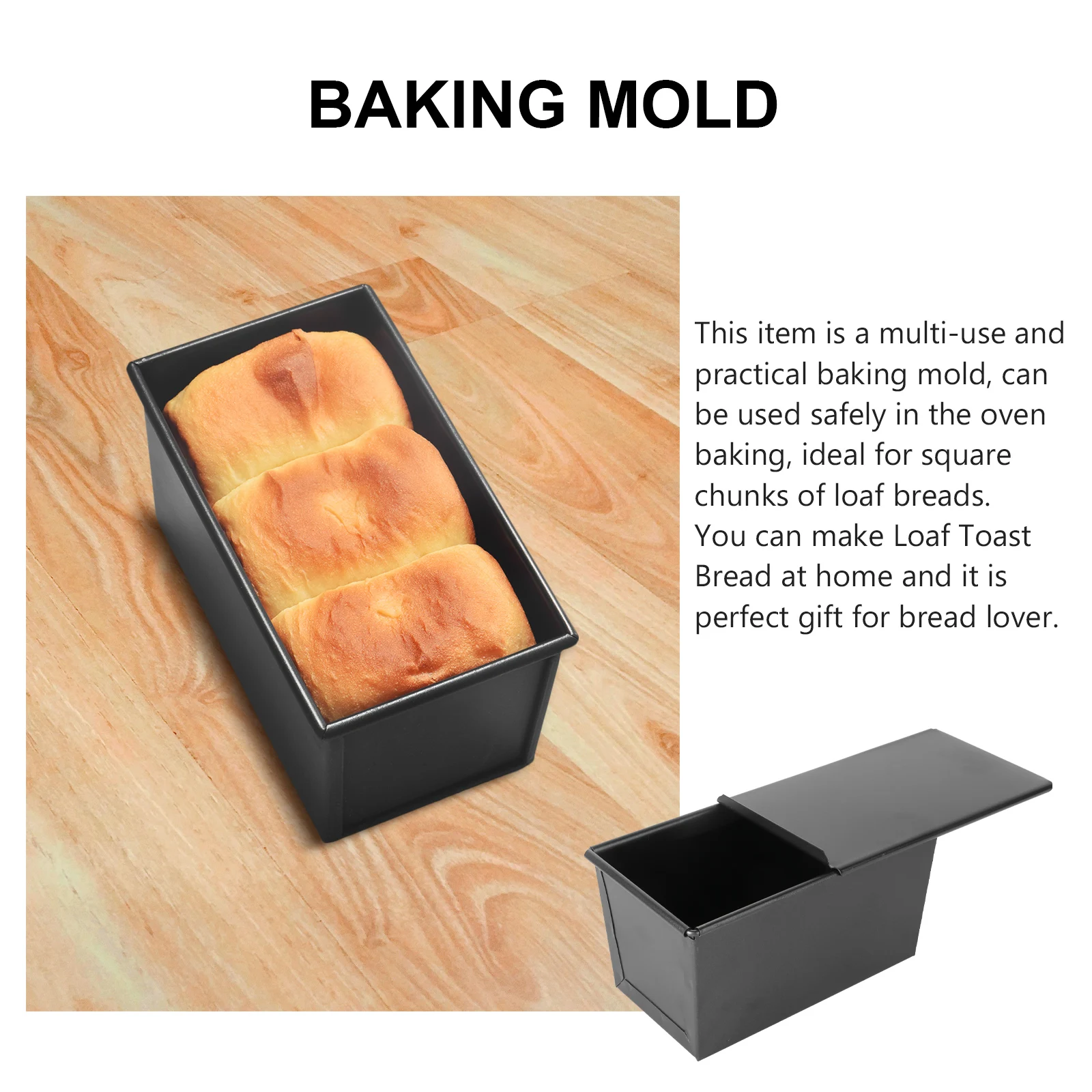 Bread Mold Pullman Bread Mold Loaf Pan With Lid Toast Bakeware Baking Dish Black Tin Kitchen Tool