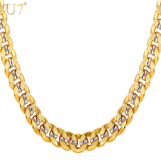 9 mm Figaro Chain Link Necklace for Men Boys Heavy 316L Gold