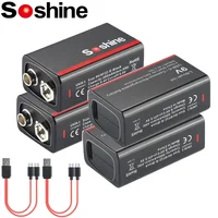 Soshine Original USB Lithium Battery 9V 500mAh Li-ion Rechargeable Batteries Low Self-discharge 4LED PowerDisplay for Multimeter 1