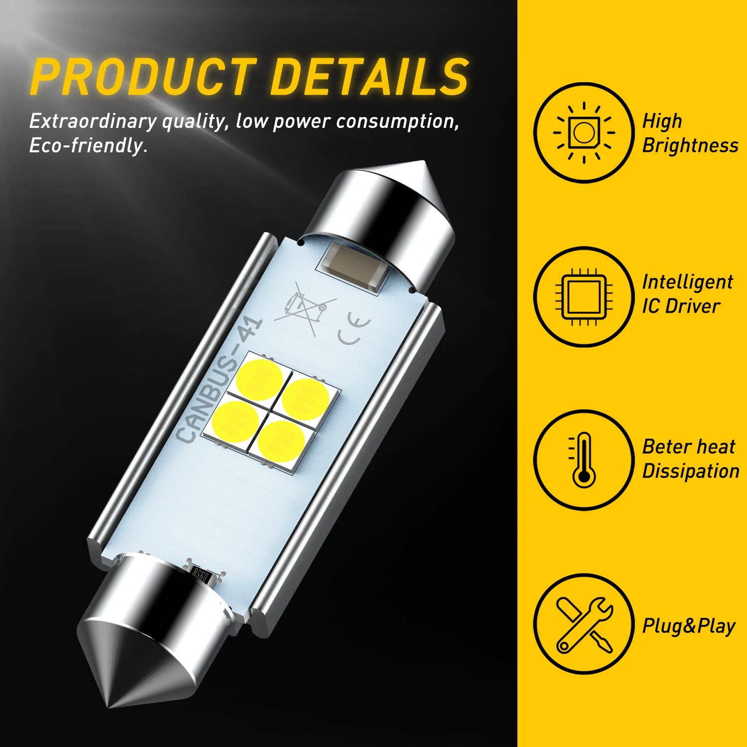 AUXITO-C10W C5W LED Canbus  31mm 36mm 41mm, ڵ ׸ ȣ б  Ʈ 6000K ȭƮ  , 2 
