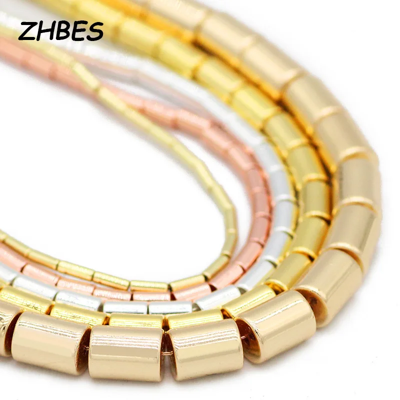 Cylinder Natural Stone Hematite Spacer Beads in Rose Gold for Jewelry Making & DIY Bracelets