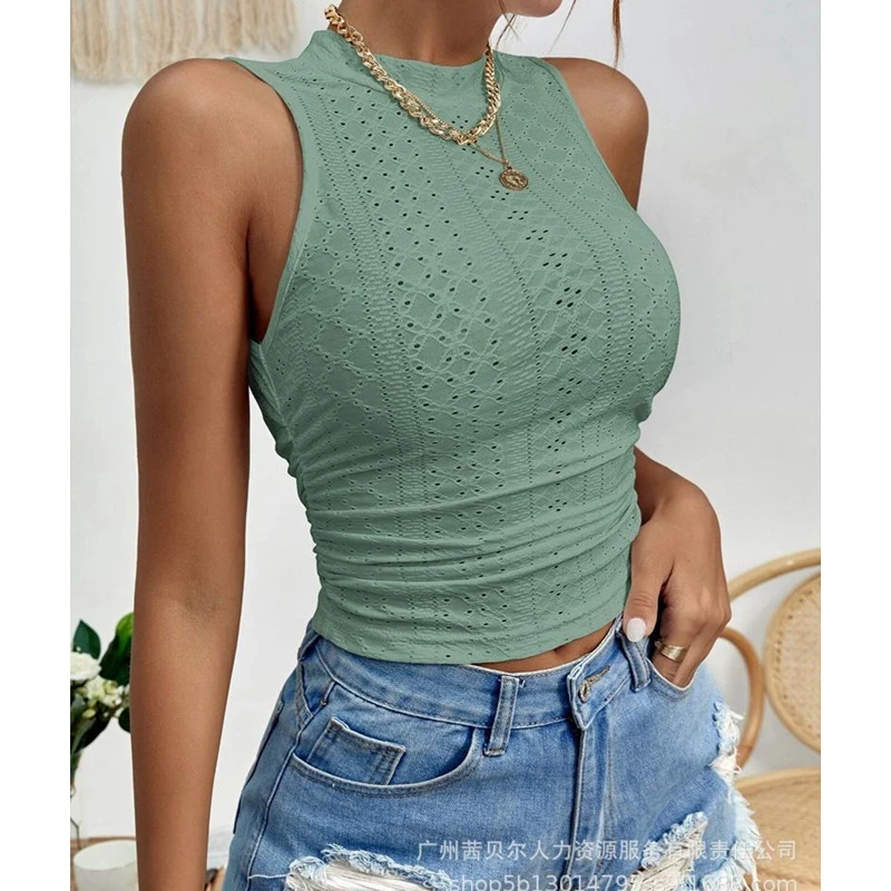 

Women's Vest Top Summer Sexy Slim Round Neck Vest Women's Fashion Sleeveless Solid Color Pullover Vest
