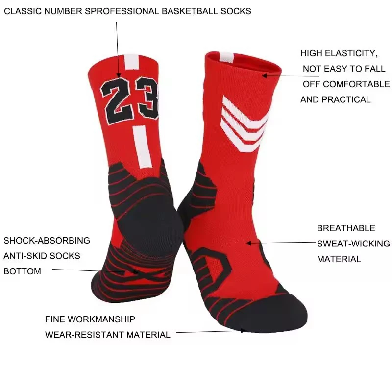 Mid Length Men's Basketball Socks Made of Pure Cotton Sweat Absorbing Fashionable and Comfortable Children's Socks