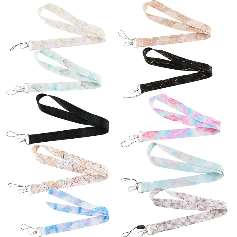 

1pc Marble Texture Buckle Version Lanyards For Key Neck Strap Lanyards ID Badge Holder Keychain Key Holder Hang Rope Accessories