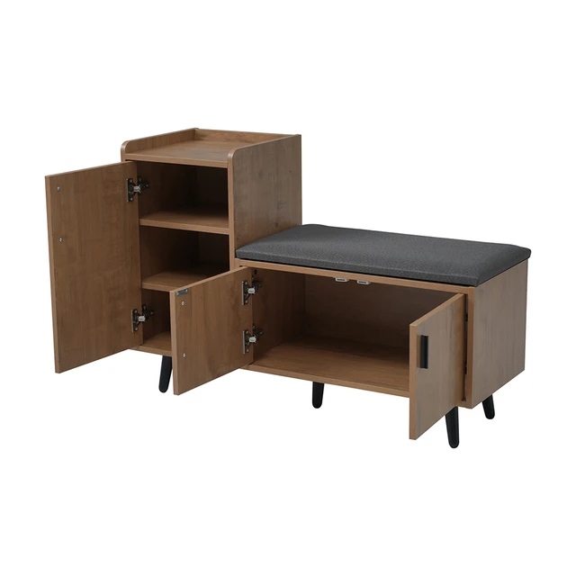 COMHTOM Modern Shoe Bench With Asymmetric Metal Handles COMHTOM Modern Shoe Bench With Asymmetric Metal Handles