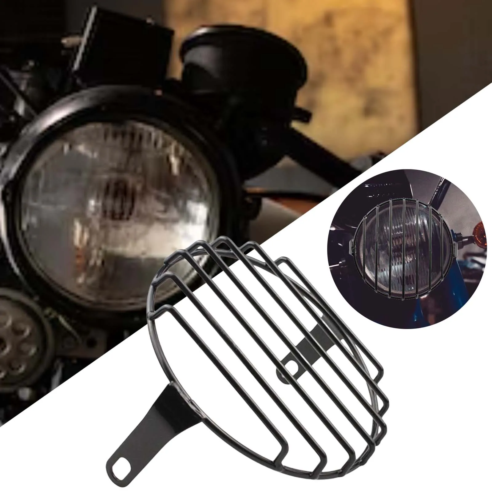 5.75 inch Motorcycle Headlight Grill Guard Direct Replaces Lamp Shade Decor Easy to Install Accessory for Modification