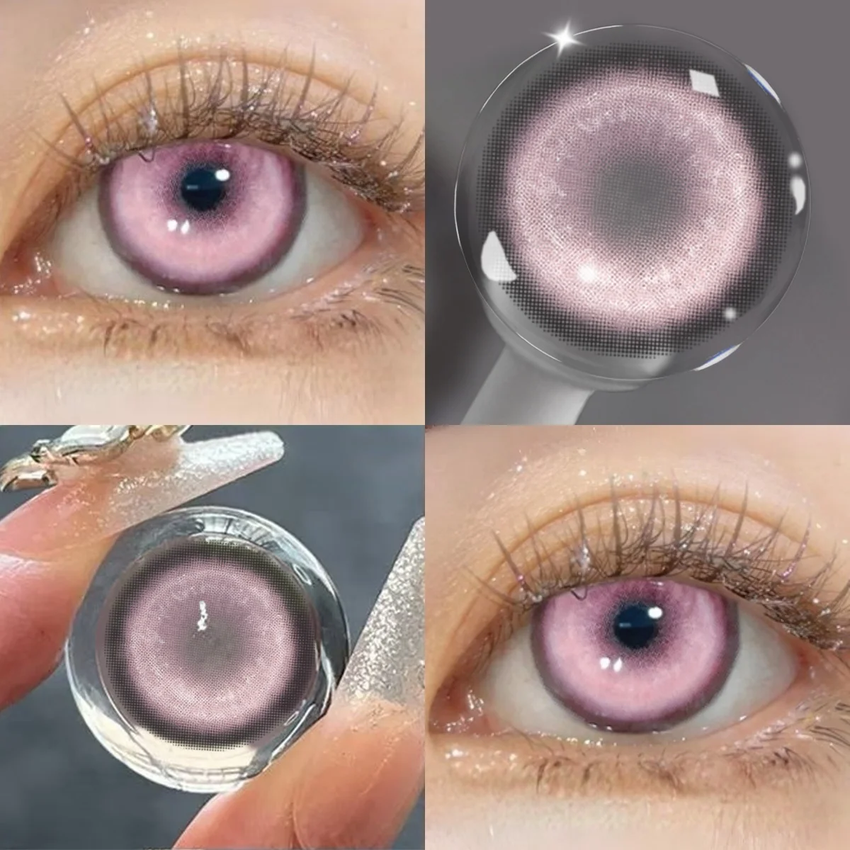 Visuashow Pink Anime Cosplay Contacts: 12-Month Cute Small Pupil Eye Accessory