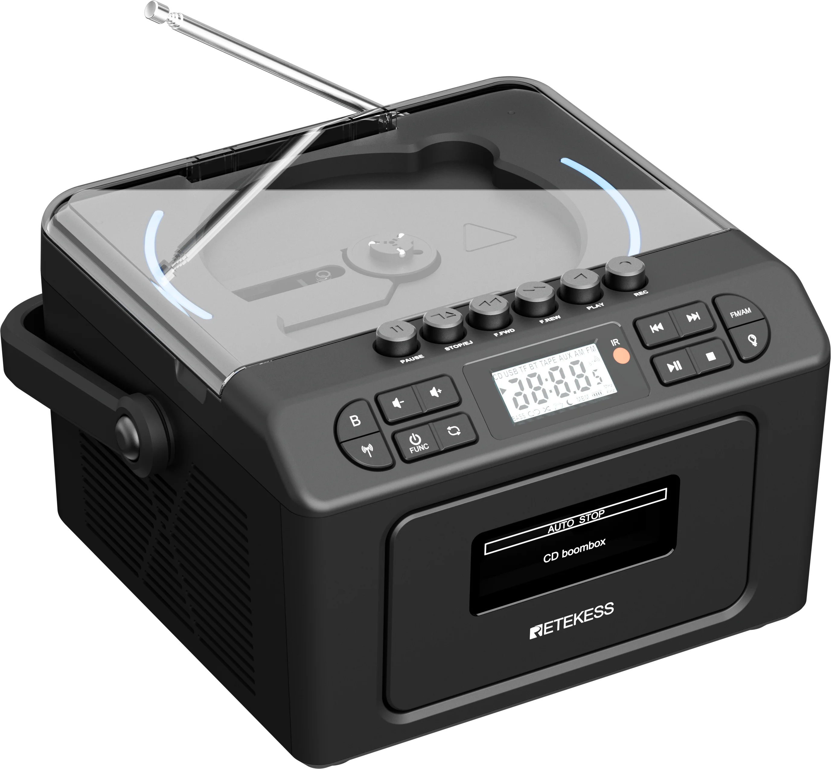 RETEKESS TR642 Multifunktionales Bluetooth-Radio CD AM FM Boombox Kassettenrekorder USB TF AUX Tragbarer CD-Player für Zuhause Geschenke – Detail 27