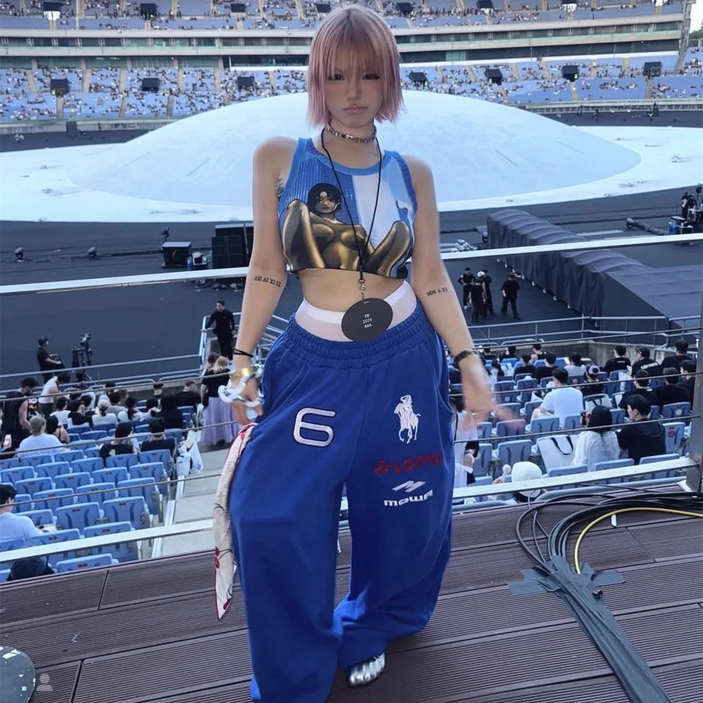 Blue Mowalola London Embroidery War Horse Knight Digit 6 Label