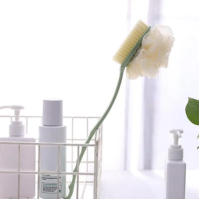 # Spazzola da bagno @Soft Loofah And Bristles per donne e uomini - Spazzola da doccia curva con manico lungo per il corpo, il viso e il lavaggio spa - immagine 4