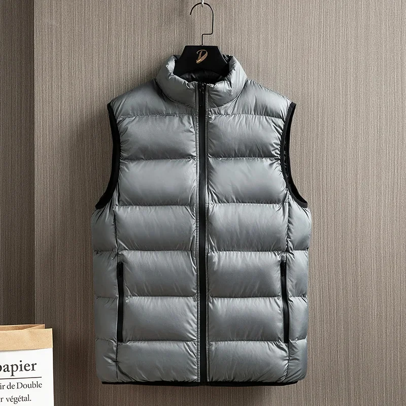 Description Picture 4 of item2024 New Autumn Winter Thick Vests Men Korean Sleeveless Puffer Jacket Motorcycle Vest Plus Size Down Cotton Waistcoat Zipper