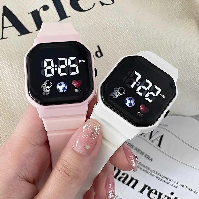 Montres pour enfants, montre-bracelet numérique à LED pour garçons et filles,  sport, bracelet en Silicone, électronique, horloge de surveillance de la  santé - AliExpress