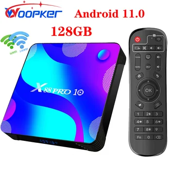 WOOPKER-X88 프로 10 안드로이드 11TV 박스 PK3318 2.4G/5G BT4.0, 듀얼 와이파이 3D HD 4K 고속 스마트 셋톱 TV 박스