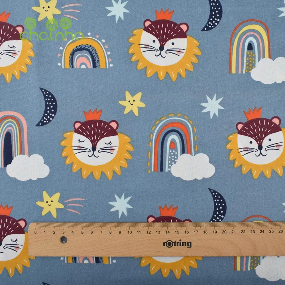 Chainho,Printed Twill Weave Cotton Fabric,DIY Sewing Quilting Material,Patchwork Cloth,6 Designs Cartoon Series,2 Sizes,15C142