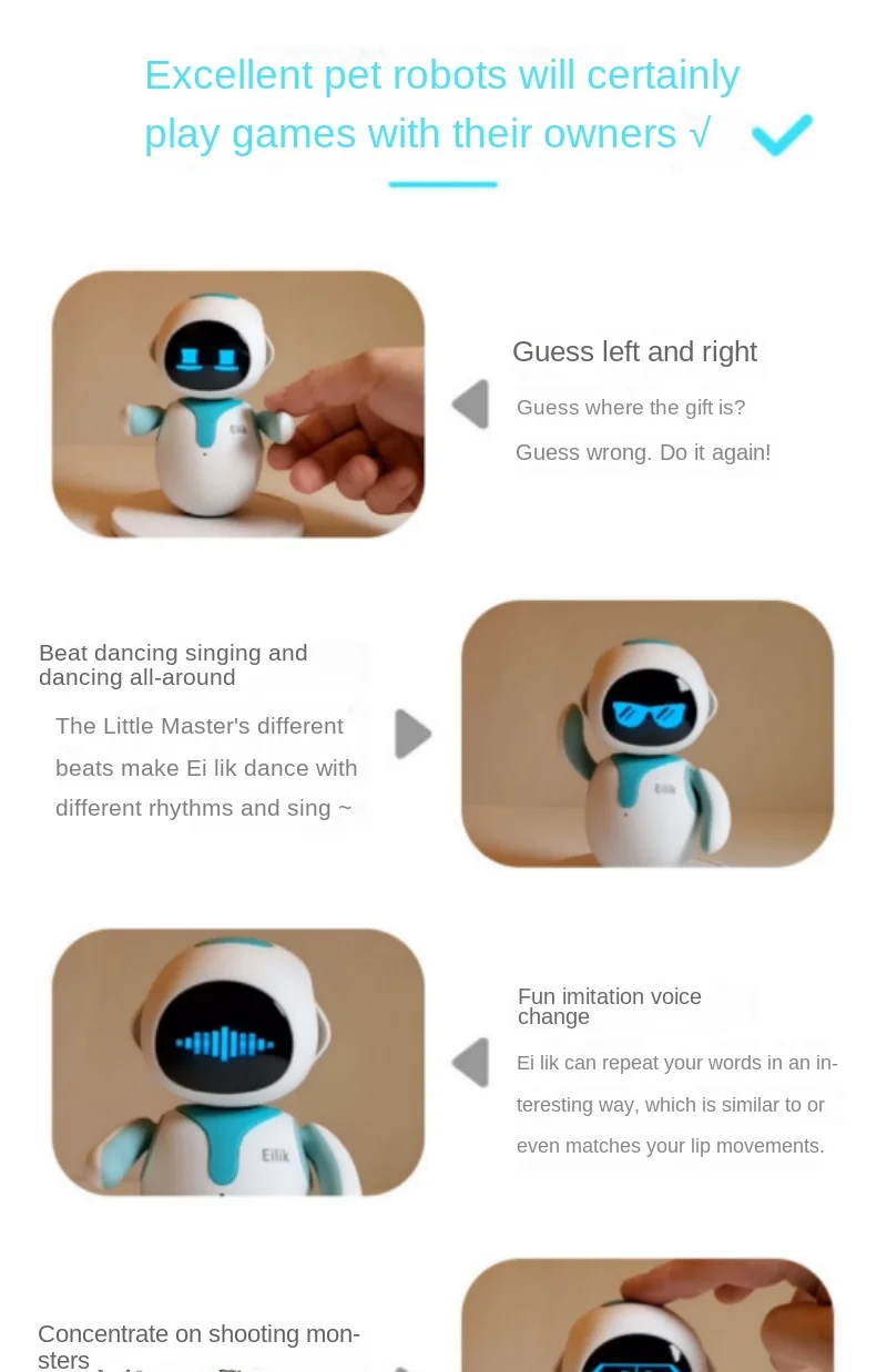 EILIK-Robot de juguete para niños, juguete inteligente, compañero  interactivo, color rosa y azul, brillante, 2023 - AliExpress
