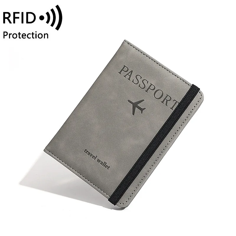 RFID Blocking Leather Passport Holder Wallet for Men Women Travel Anti Theft Credit Card Holder Slim Document Organizer Case