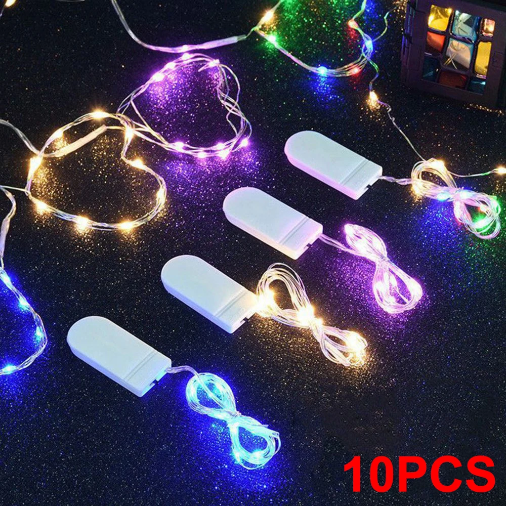 10Pcs LED Fairy Lights Battery Operated Copper Wire String Lights Festival Outdoor Lighting For Wedding Xmas Party Garland Lamp