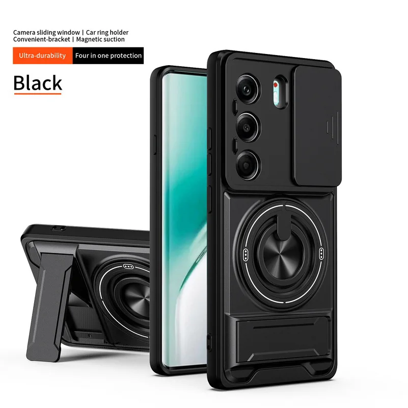 Enhanced 2-in-1 Ring Grip Magnetic Car Holder Case with Lens Protection