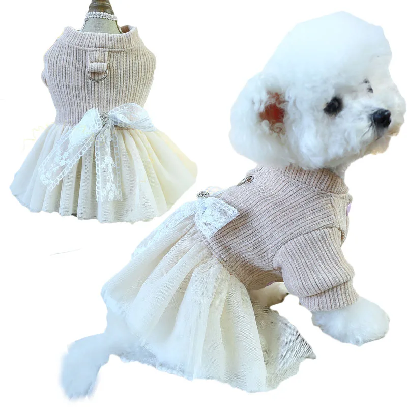 

Sweet Dog Dress Girls Pet Dress Autumn Dog Clothes Tulle Skirt Small Medium-sized Dog Clothing Maltese Cat Coat Jacket Clothes L