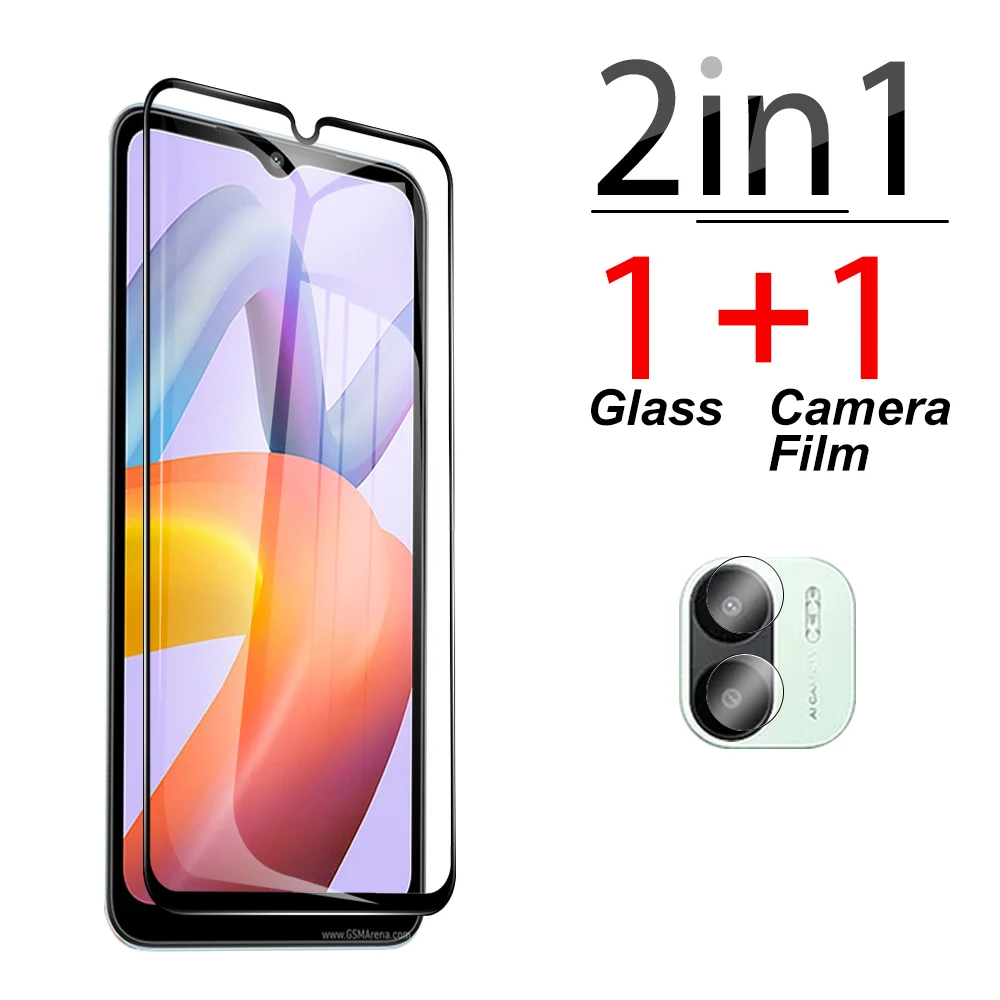 

2 в 1 водонепроницаемая защита для экрана объектива для Xiaomi Redmi A2 plus redmy readmi Red mi A1 с черными краями закаленное стекло с защитой от царапин