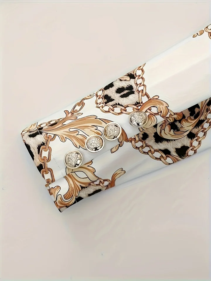 Womens Chain Print Two Piece Suit Set