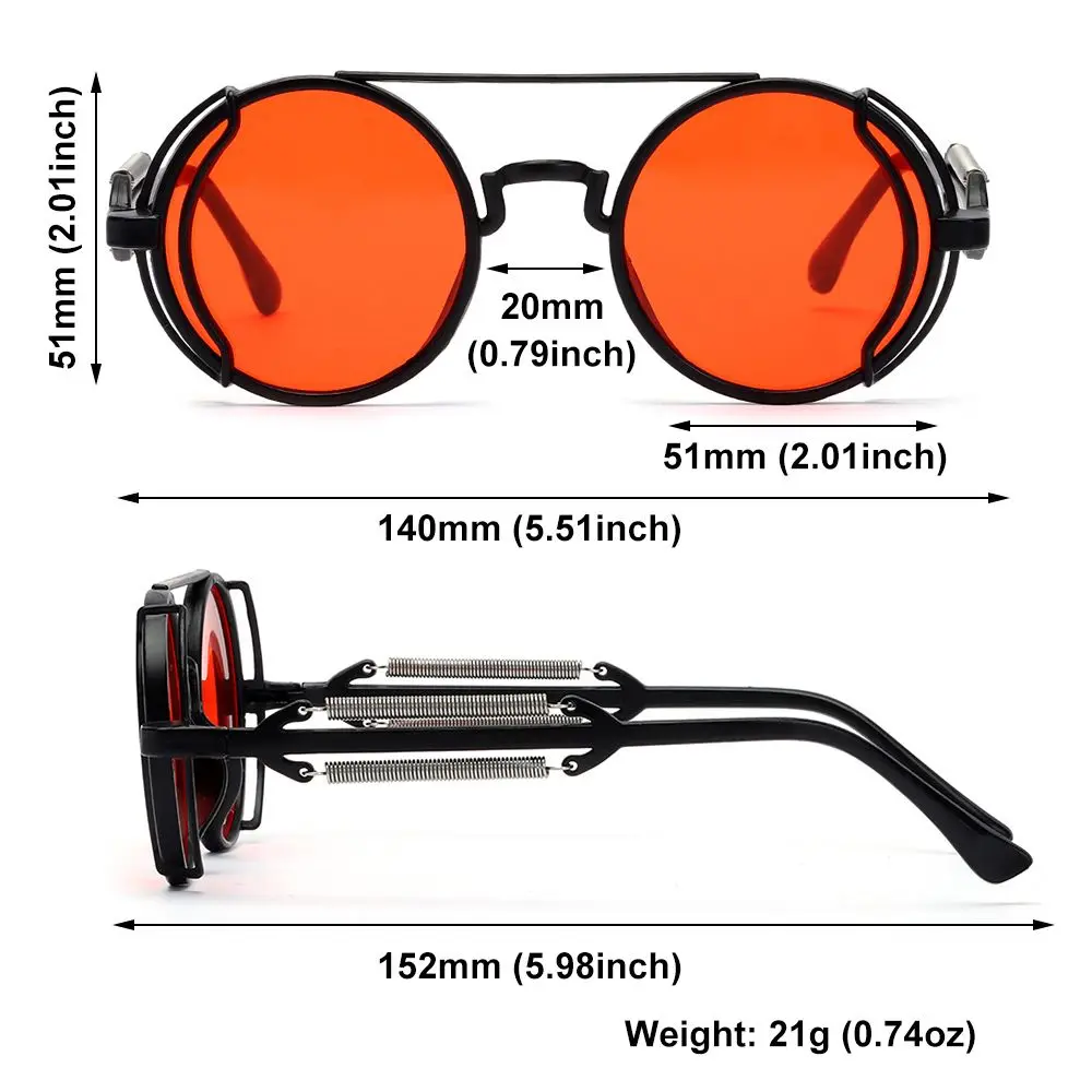 Punk Steampunk Sunglasses Double Spring Temples Sun Glasses Fashion Round Sunglasses Gothic Style UV400 Protection Eyewear black sunglasses women