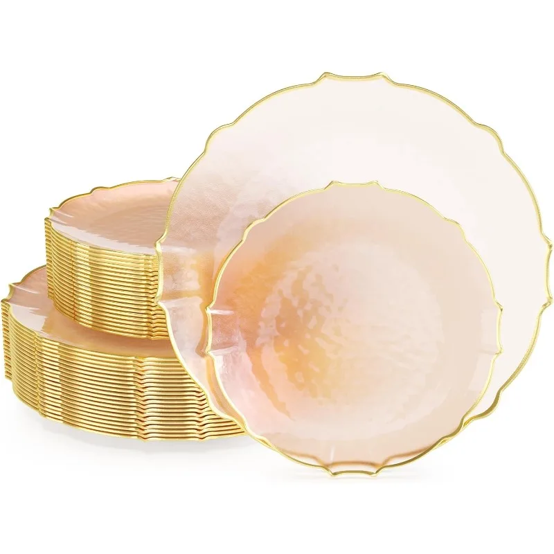 80 Piece Plastic Disposable Plates Set For 40 Guests 40 X 7.5 Dessert Plates & X 10 Thin Delicate Fancy Plastic