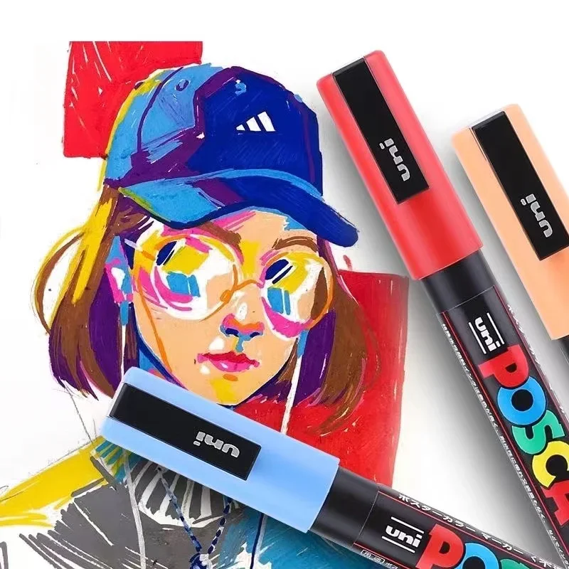 UNI Posca Marker Pen Acrylic Paint Pen PC-1M 3M 5M 1pc Art Supplies Stationery Painting Graffiti paint marker pen acrylic paint markers paint marker pens