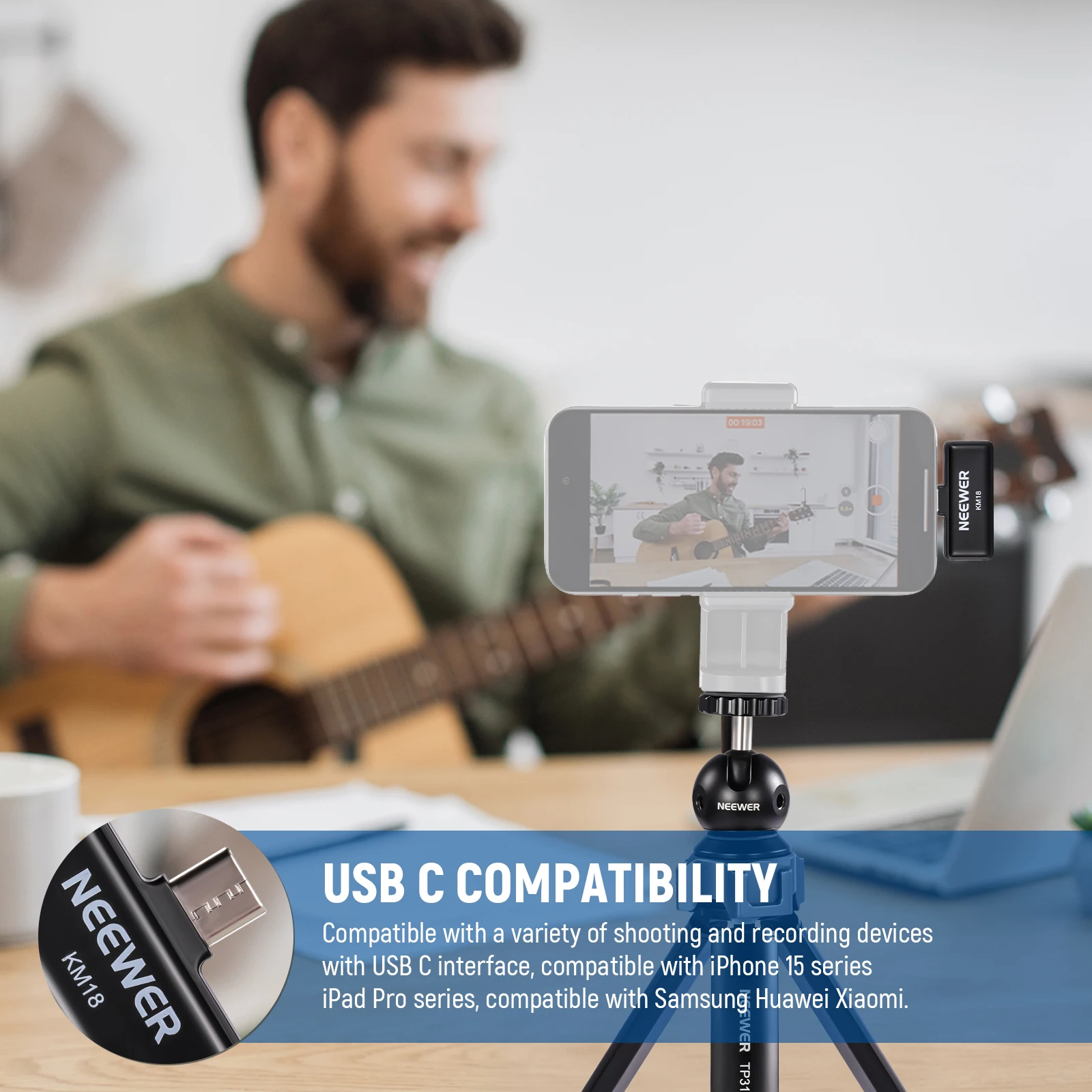 Wireless Lavalier Microphone with Charging Case for USB C For iPhone 15/Android