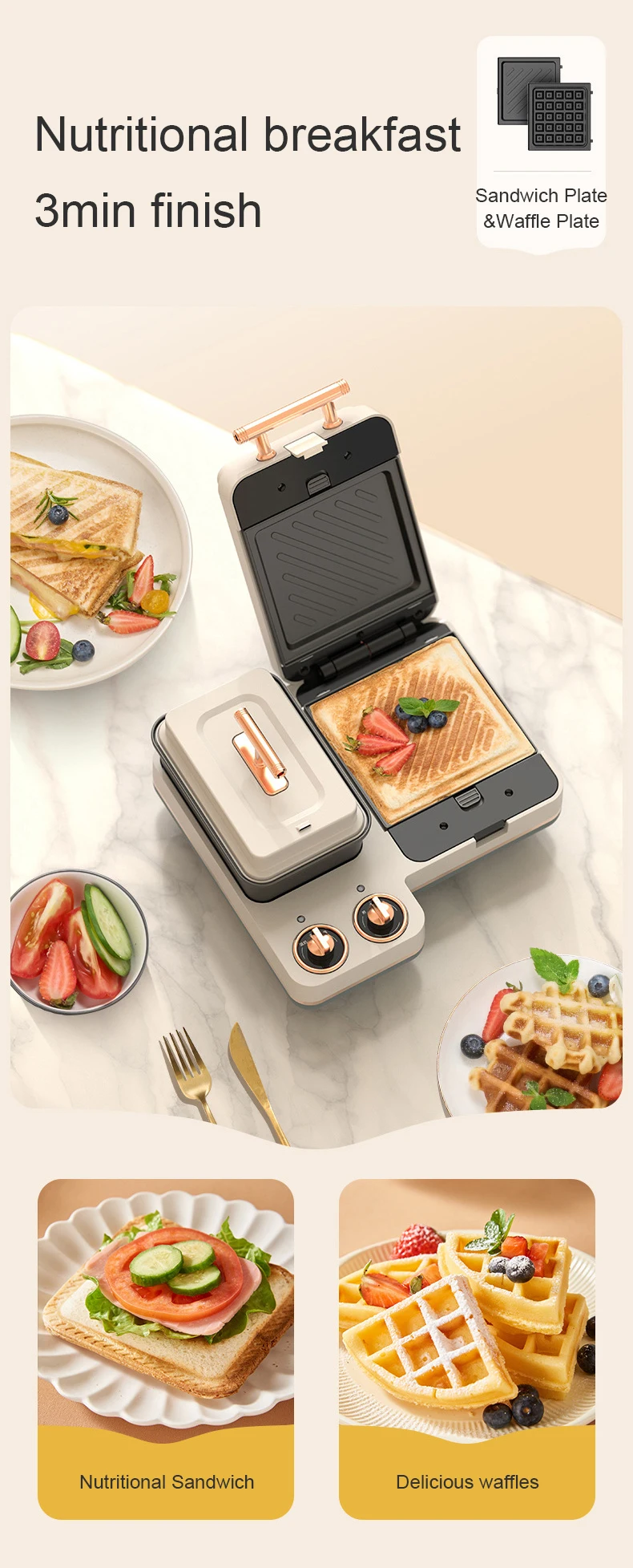 Description Picture 5 of itemSandwich Maker Eggette Breakfast Machine Waffle Grill Toaster Food Steamer Pasta Noodles Cooker Fried Eggs Omelette Frying Pan