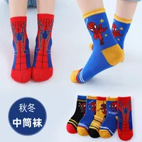 5 Pairs/Lot Disney Spiderman Cartoon Socks Leggings Baby Autumn Winter New Cotton Socks Warm Mid-calf Socks for Boys 1-12 Years 2