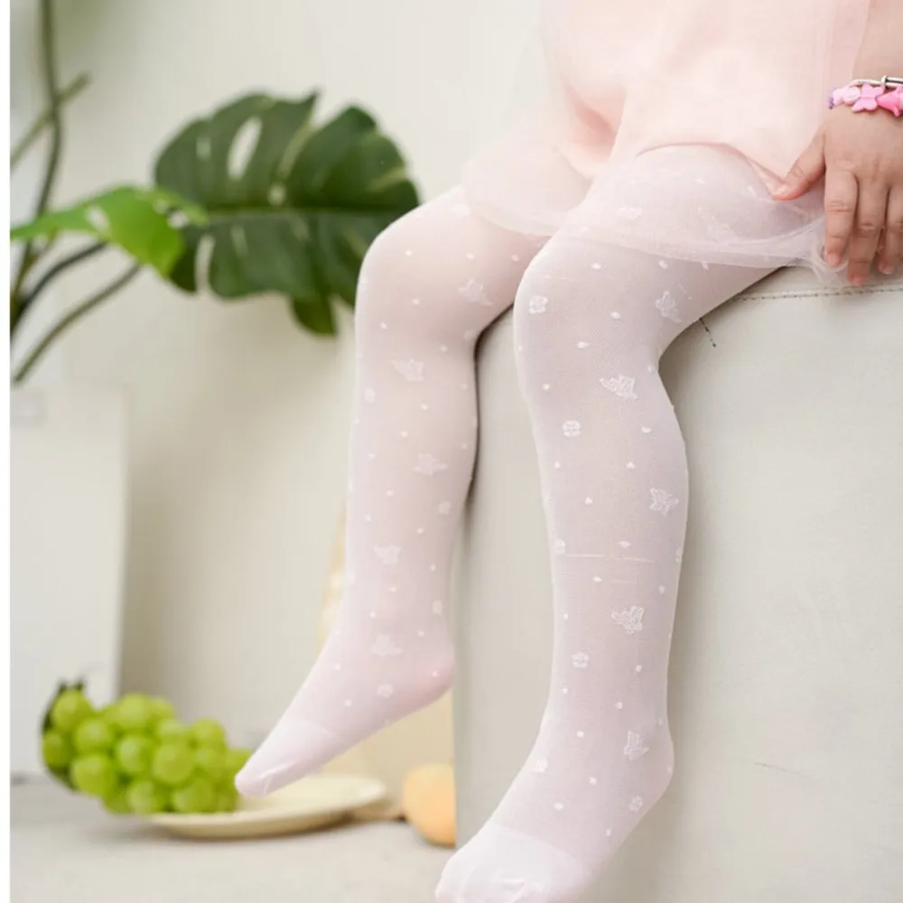 Spring Summer Kids Girl Sheer Leggings Cute Butterfly Elastic Band Tights Pantyhose Long Socks for Children