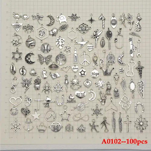 주얼리 제작용 랜덤 스타일 혼합 벌크 로트 참, DIY 팔찌 목걸이 귀걸이 키체인 펜던트, 도매 용품, 100 개 5