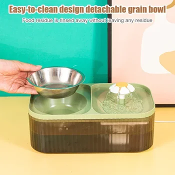 Automatic Cat Feeder Water Dispenser Large Capacity Small Flower Water Dispenser Integrated Mobile Water Drinking Pet Products 5