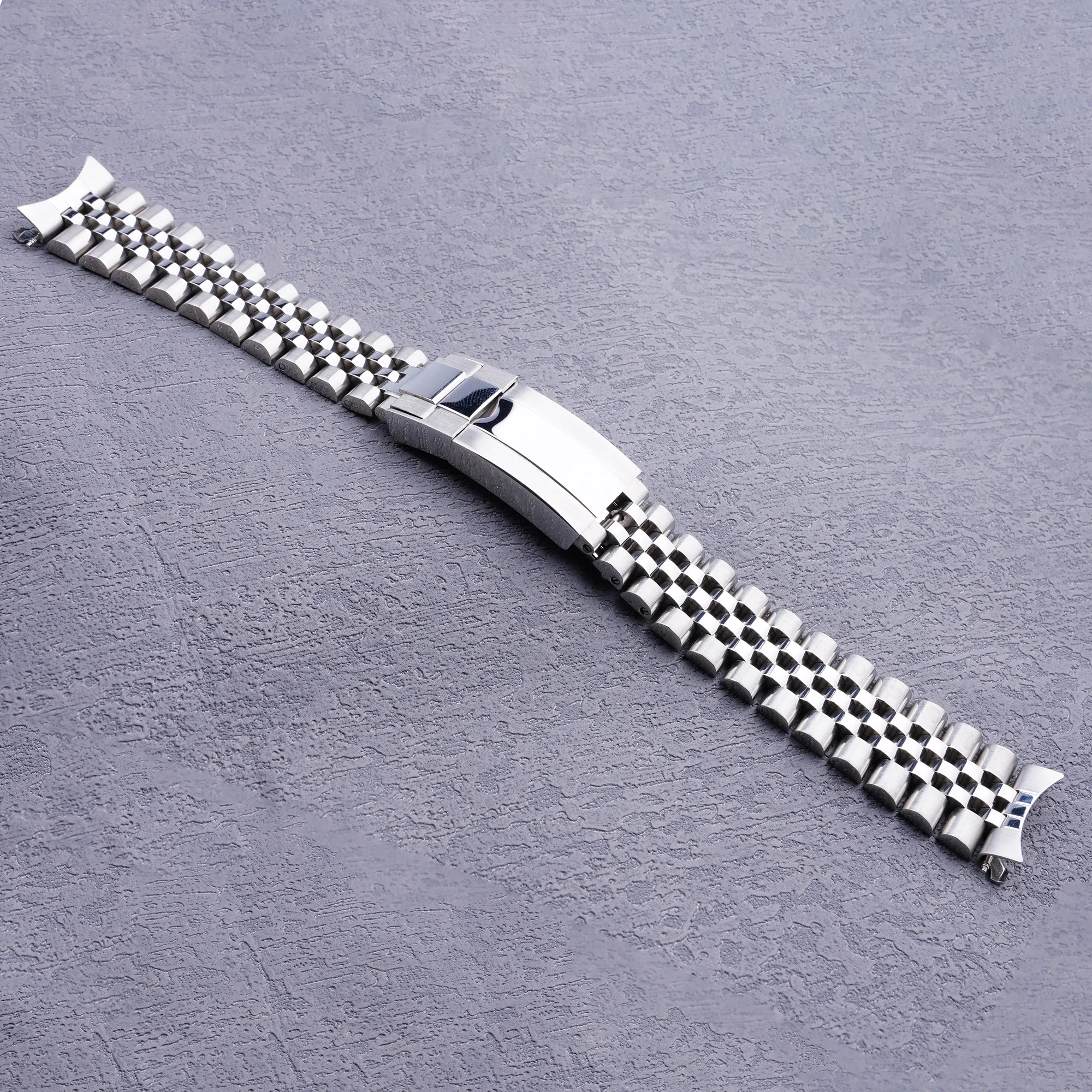 22mm Steel Jubilee WatchBand Silver Bracelets Hollow End For Orient Kamasu