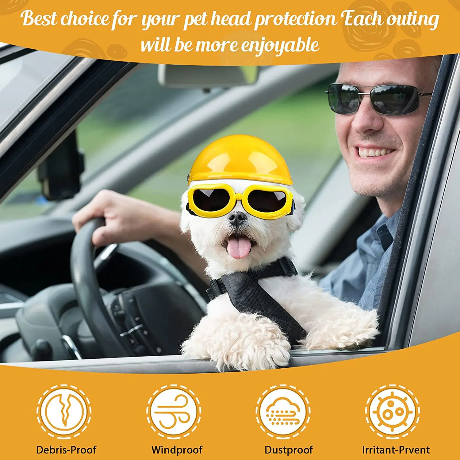 Dog Sunglasses and Helmet Set for Safe and Stylish Outings